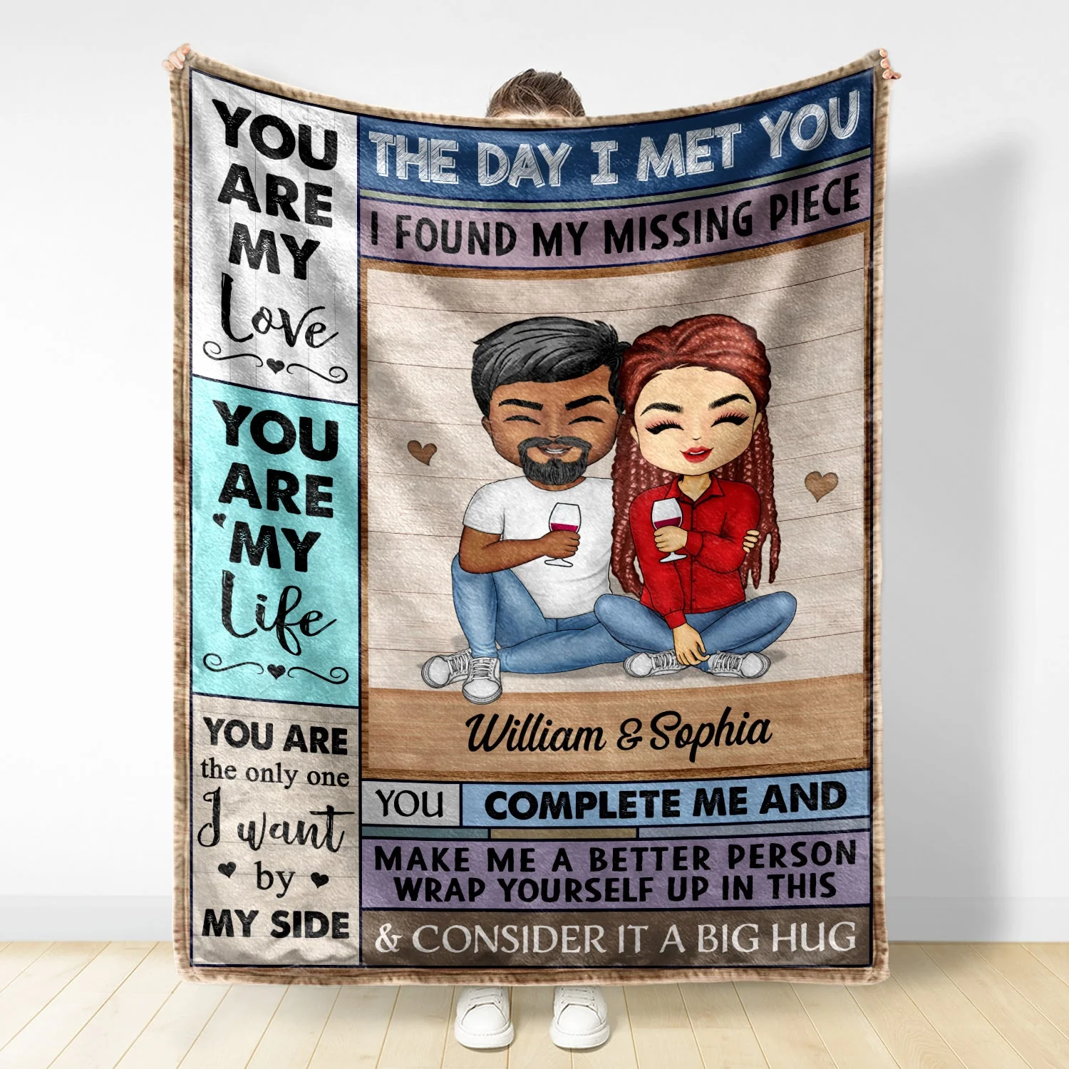 You Are My Love The Day I Met You I Found My Missing Piece Husband Wife - Gift For Couples - Personalized Custom Fleece Blanket - Image 2