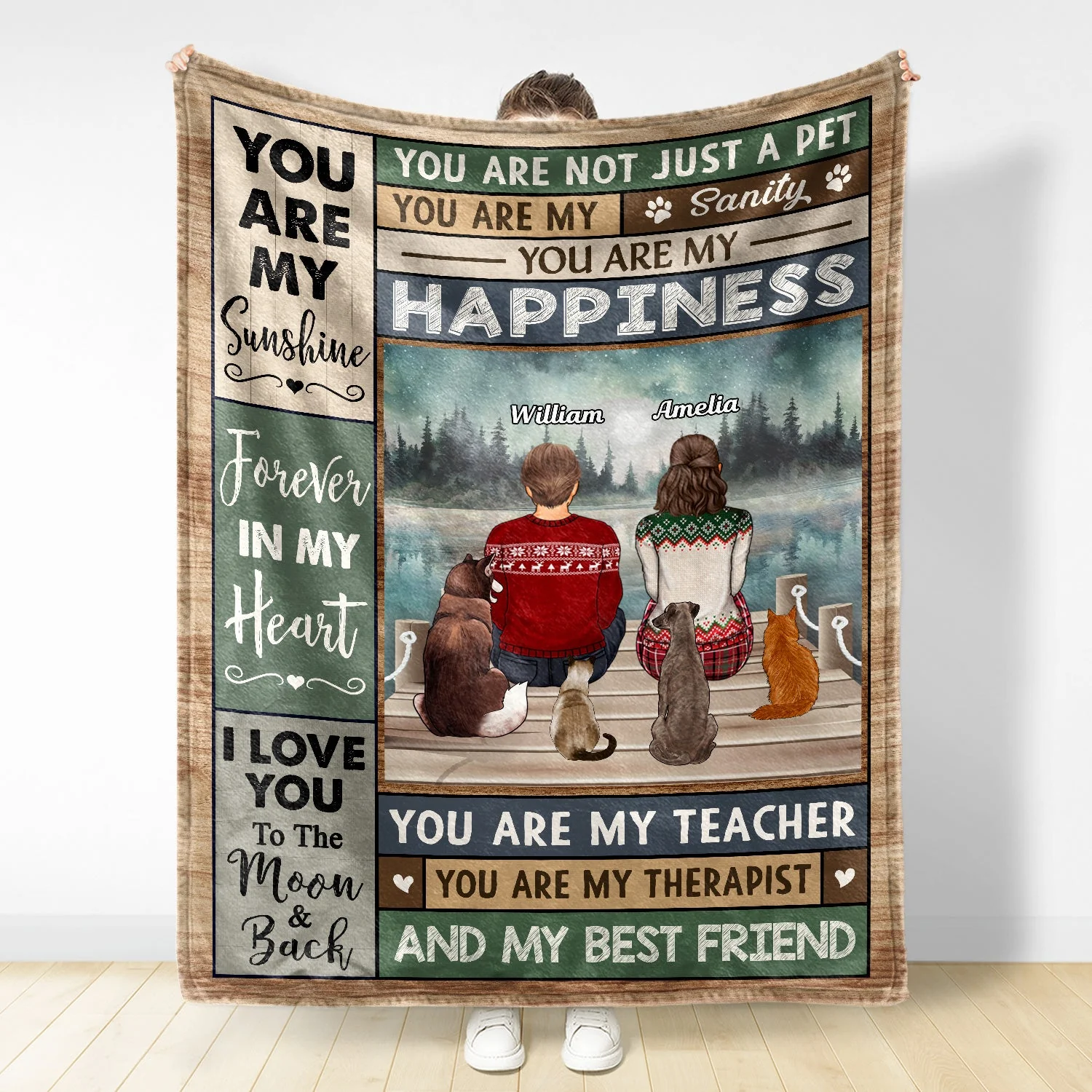 You Are My Sanity Happiness - Gift For Dog Lovers, Cat Lovers, Pet Owners - Personalized Fleece Blanket - Image 2