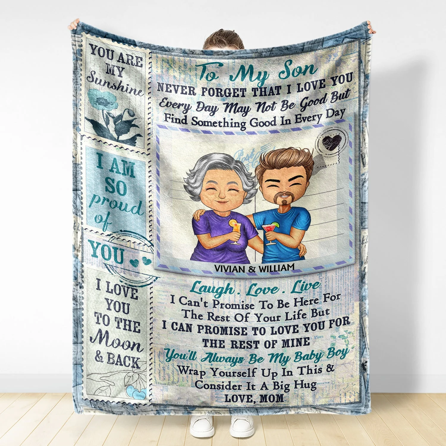 You Are My Sunshine I Am So Proud Of You Mom And Children - Gift For Daughter, Son - Personalized Custom Fleece Blanket - Image 2
