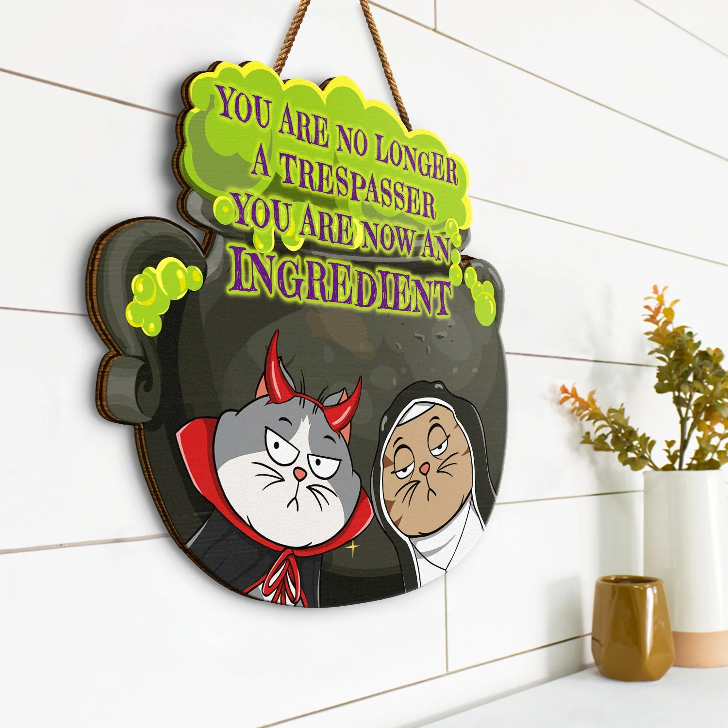 You Are Now An Ingredient - Halloween, Home Decor, Funny Gift For Cat Lovers, Cat Mom, Cat Dad - Personalized Custom Shaped Wood Sign - Image 2