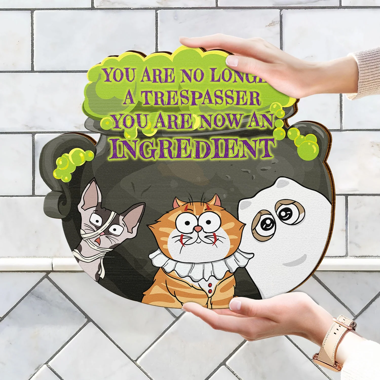 You Are Now An Ingredient - Halloween, Home Decor, Funny Gift For Cat Lovers, Cat Mom, Cat Dad - Personalized Custom Shaped Wood Sign - Image 4