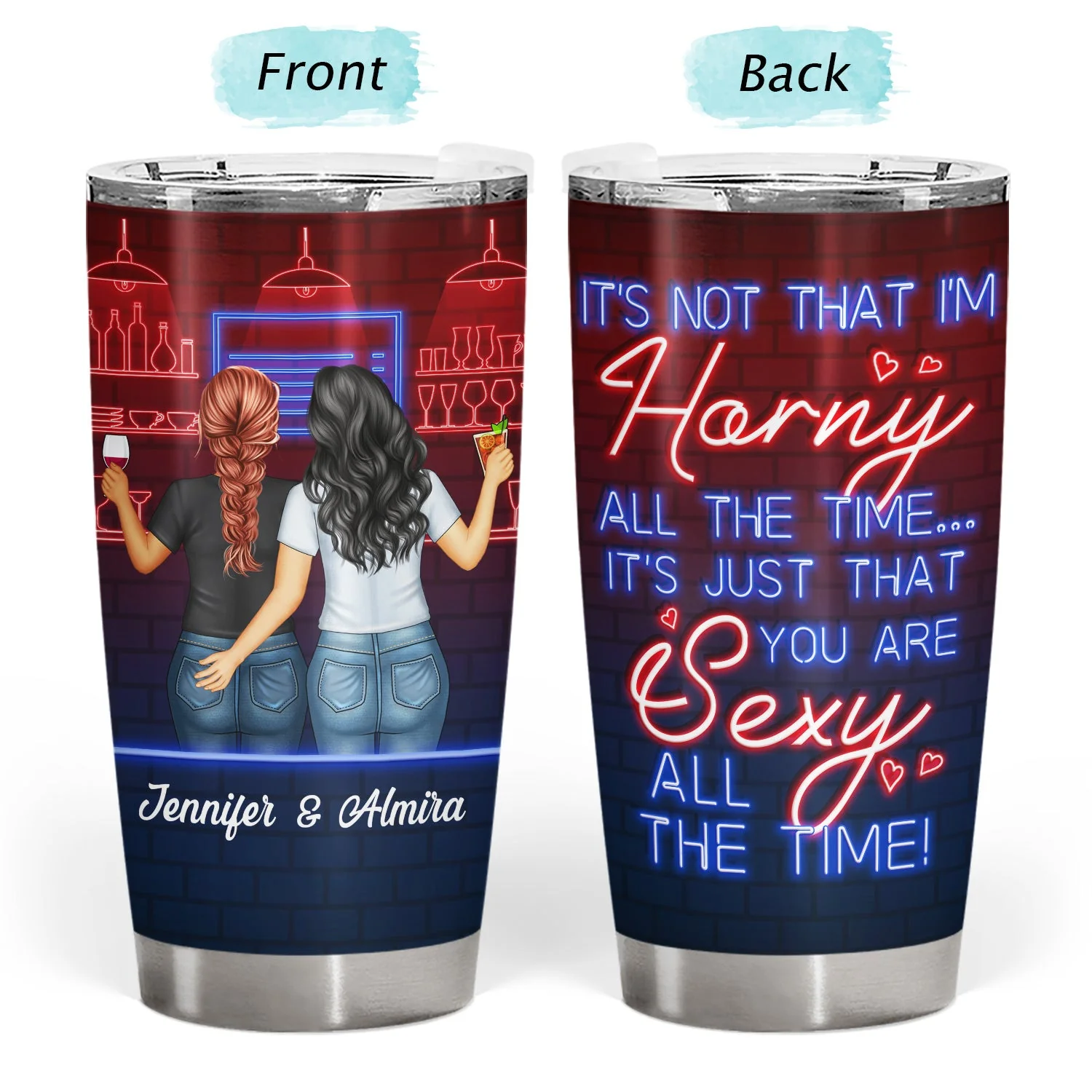 You Are Sexy All The Time, I'm Yours No Returns - Birthday, Anniversary Gift For Spouse, Lover, Hubby, Wifey, Wife, Boyfriend, Girlfriend, Couple - Personalized Custom Tumbler - Image 3