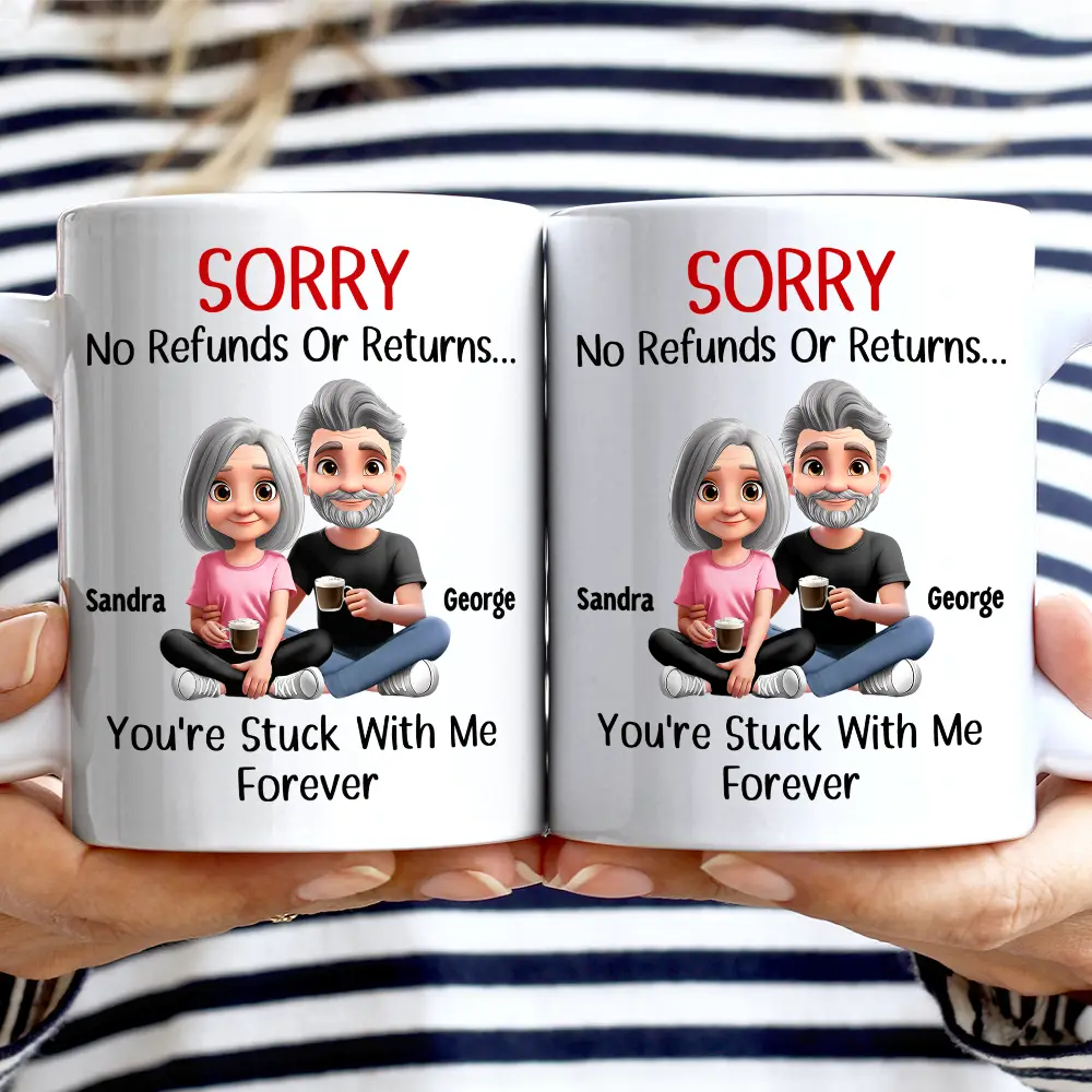 You Are Stuck With Me Forever 3D Effect Couple - Personalized Mug - Image 2
