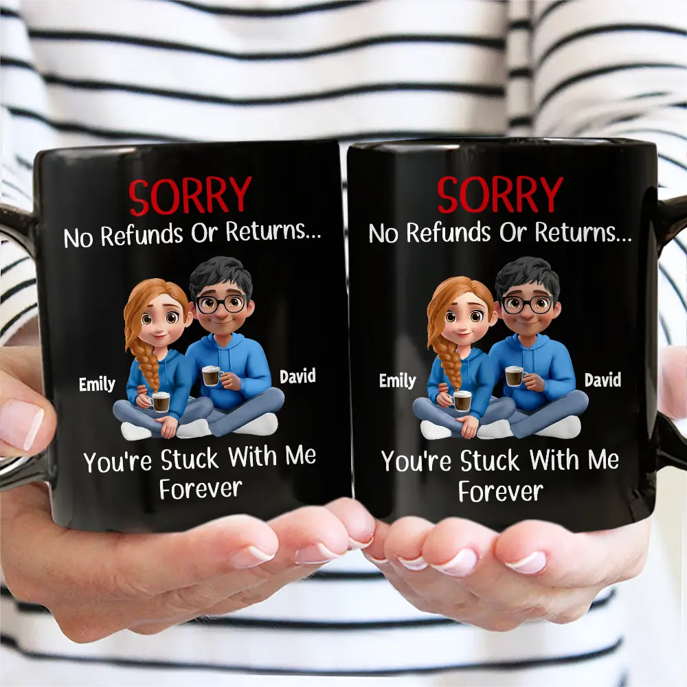 You Are Stuck With Me Forever 3D Effect Couple - Personalized Mug - Image 3