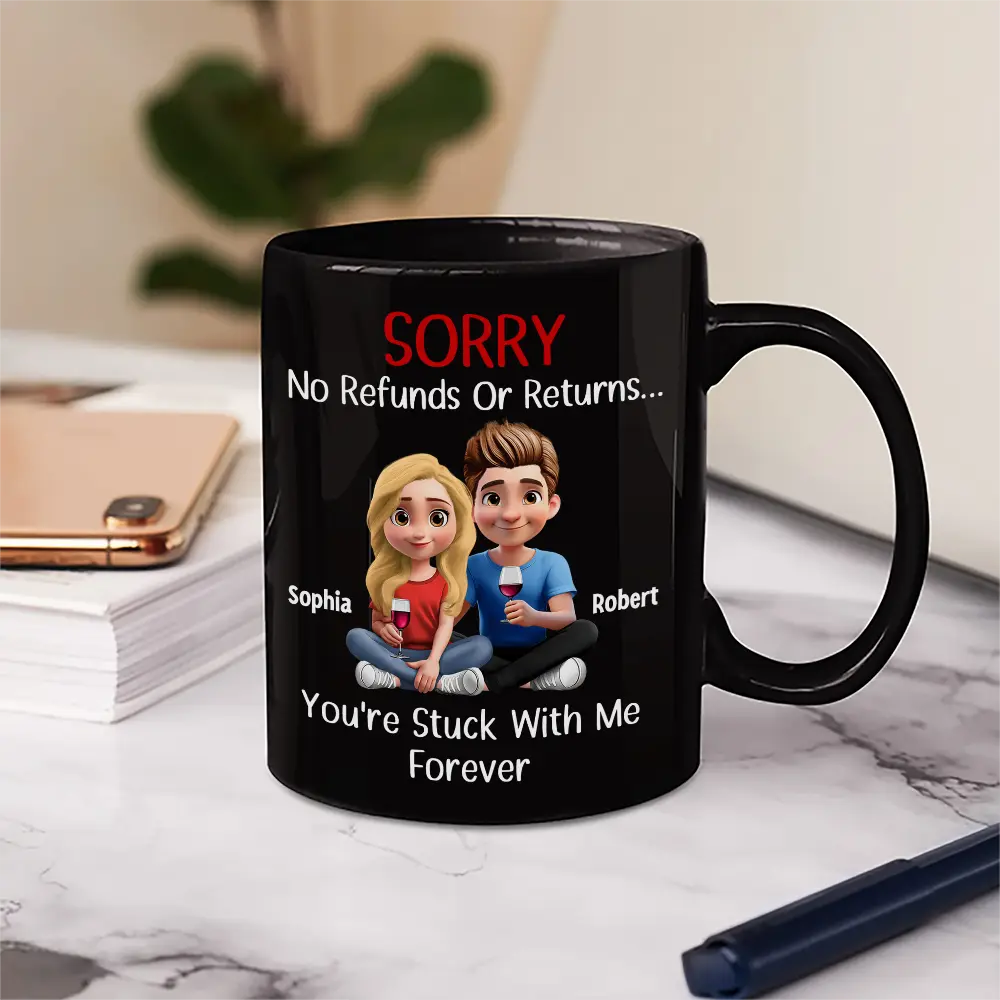 You Are Stuck With Me Forever 3D Effect Couple - Personalized Mug - Image 5