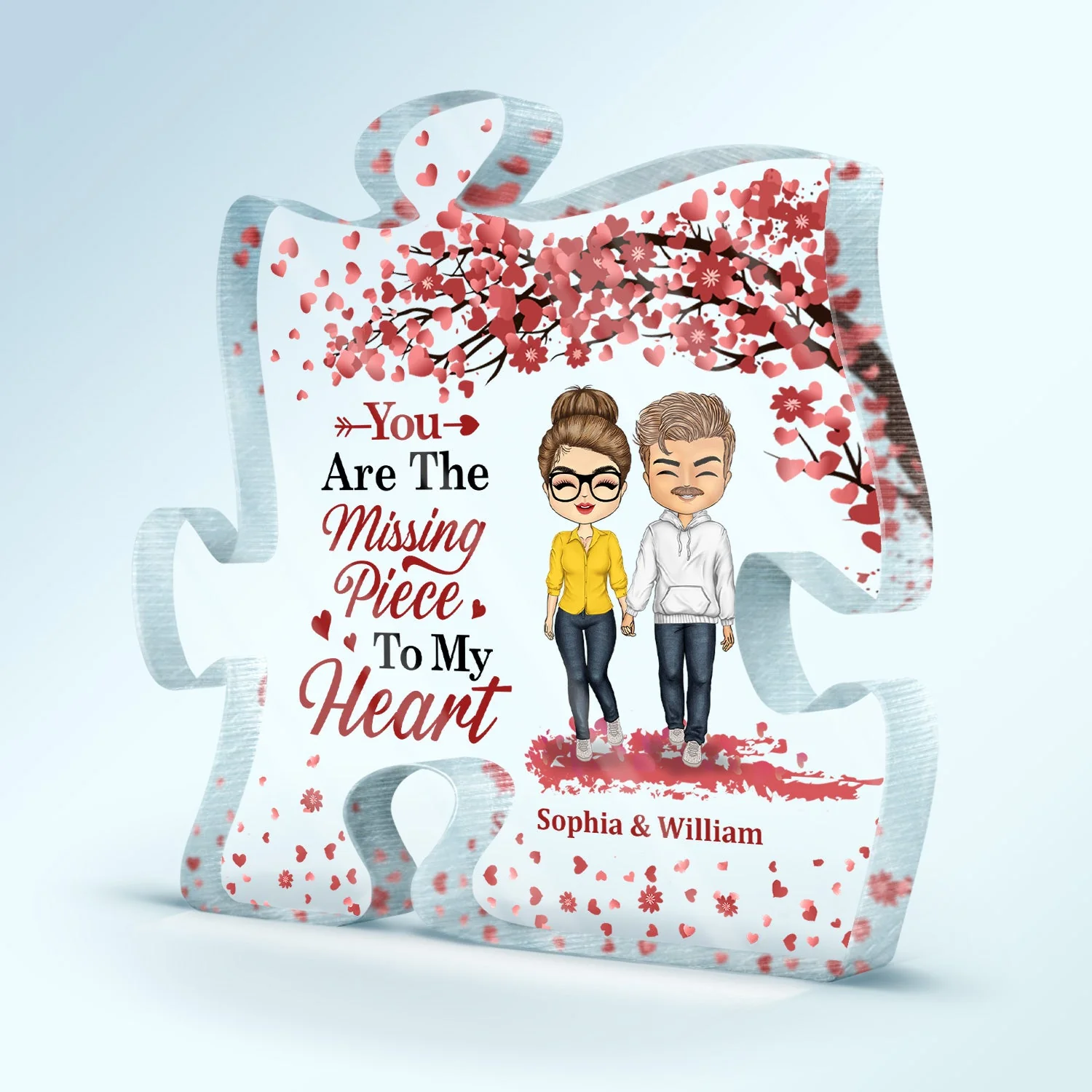 You Are The Missing Piece To My Heart - Anniversary, Birthday Gift For Spouse, Lover, Husband, Wife, Boyfriend, Girlfriend, Couple - Personalized Custom Puzzle Shaped Acrylic Plaque - Image 2