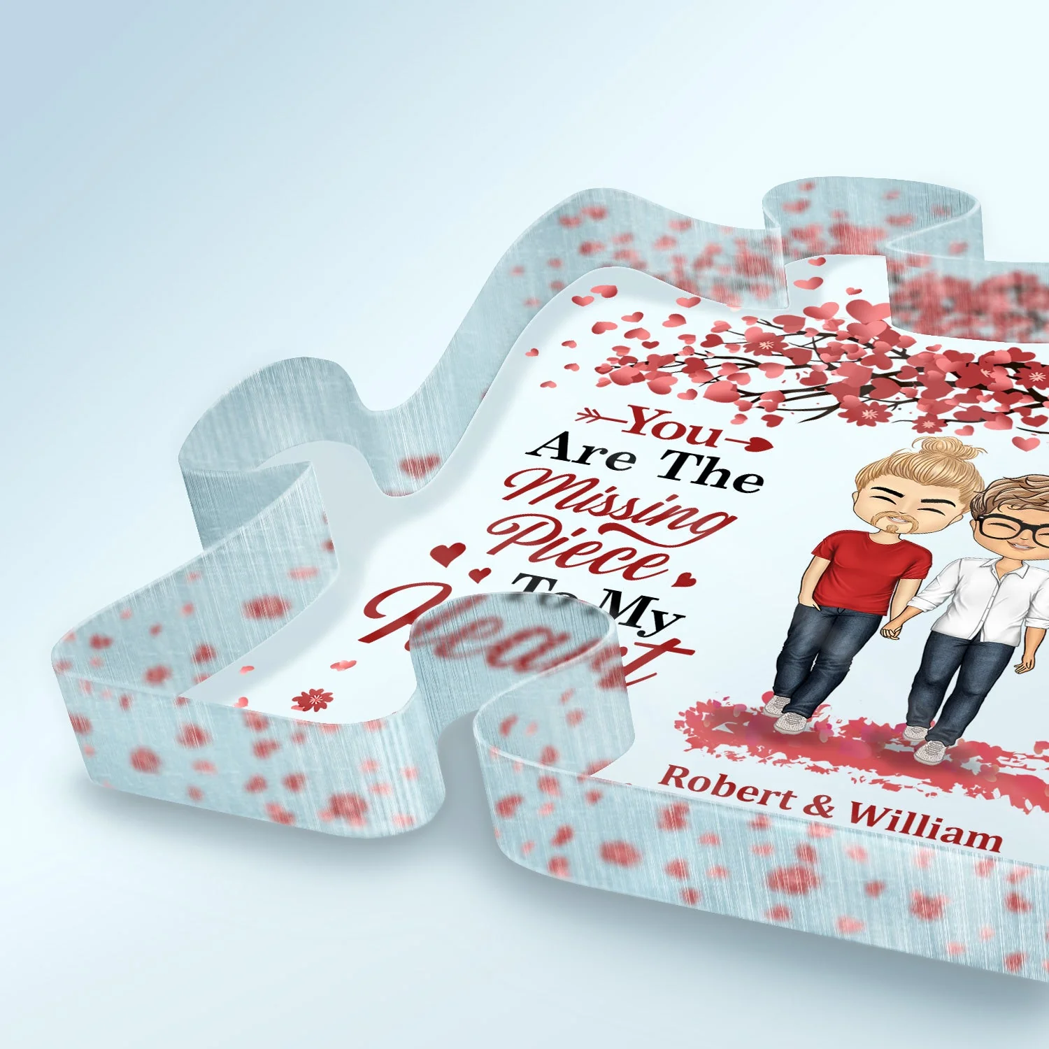 You Are The Missing Piece To My Heart - Anniversary, Birthday Gift For Spouse, Lover, Husband, Wife, Boyfriend, Girlfriend, Couple - Personalized Custom Puzzle Shaped Acrylic Plaque - Image 3