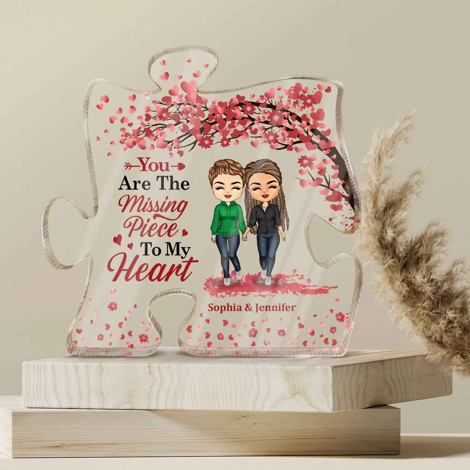 You Are The Missing Piece To My Heart - Anniversary, Birthday Gift For Spouse, Lover, Husband, Wife, Boyfriend, Girlfriend, Couple - Personalized Custom Puzzle Shaped Acrylic Plaque - Image 4