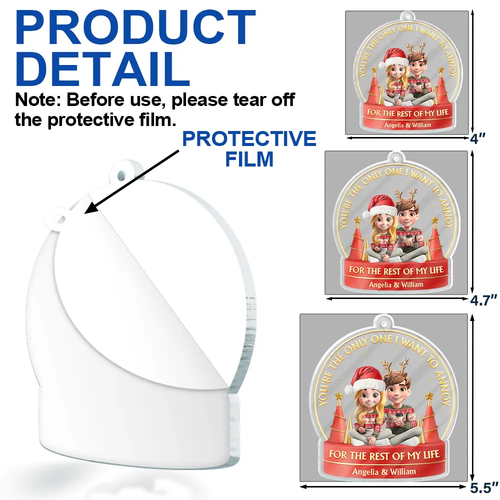 You Are The Only One I Want To Annoy 3D Effect Couple - Personalized Custom Shaped Acrylic Ornament - Image 6
