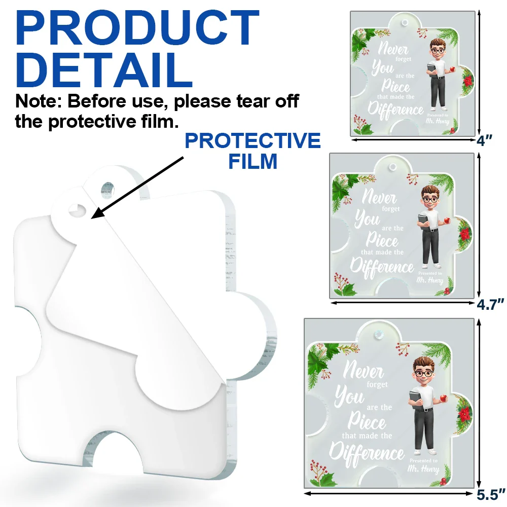 You Are The Piece That Made The Difference - Personalized Custom Shaped Acrylic Ornament - Image 6