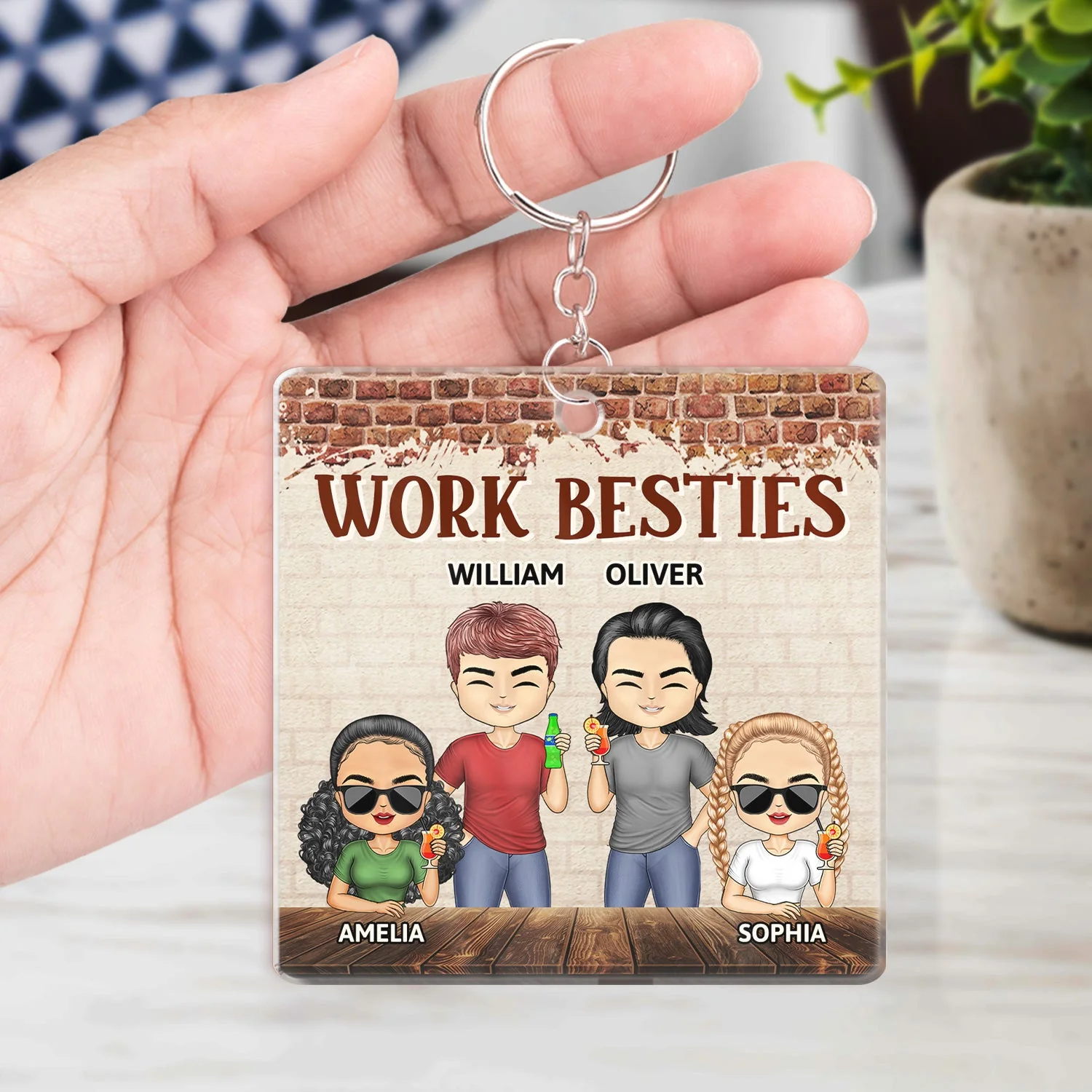 You Are The Reason I Don't Punch People At Work Brick - Funny, Anniversary, Birthday Gifts For Colleagues, Coworker, Besties - Personalized Custom Acrylic Keychain - Image 4