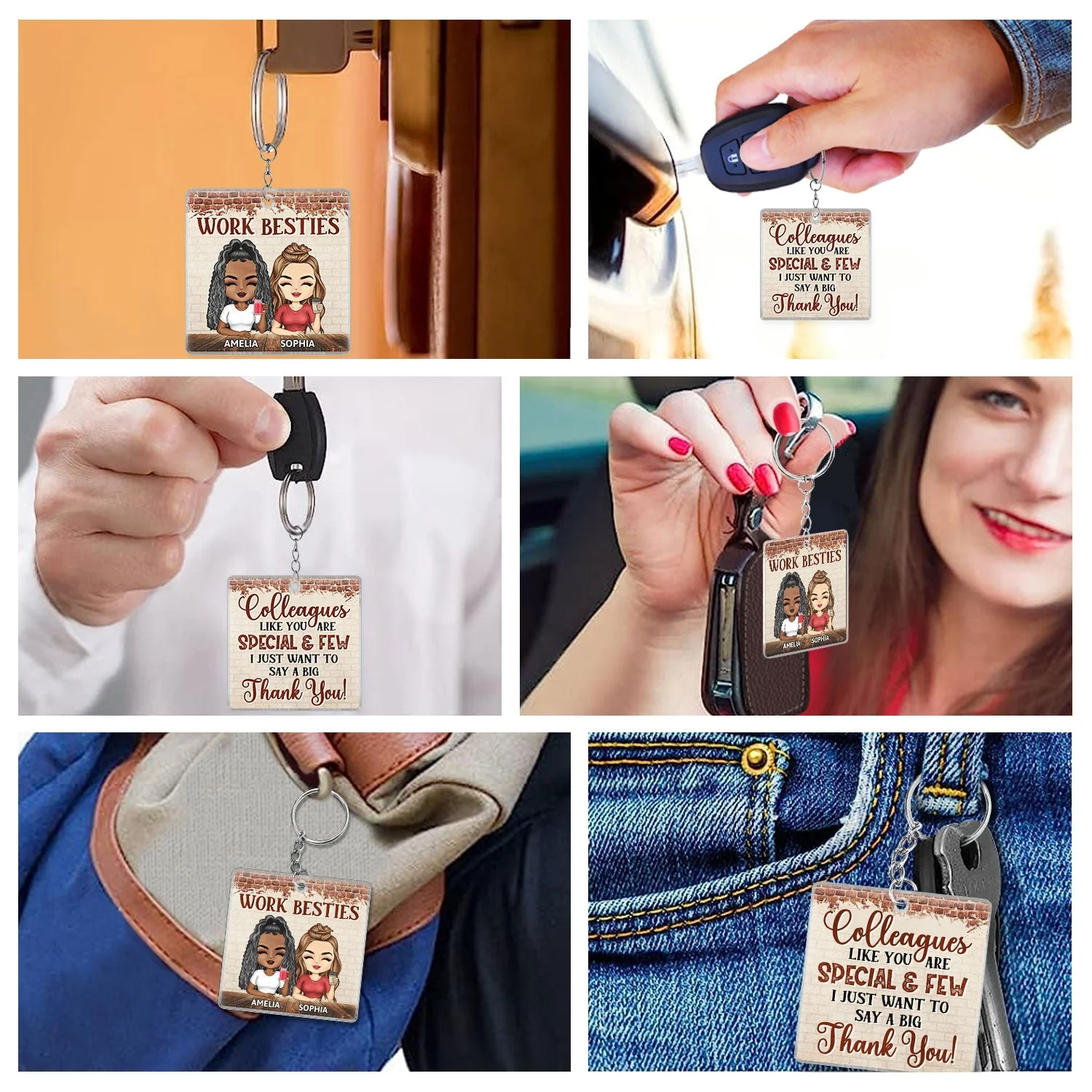 You Are The Reason I Don't Punch People At Work Brick - Funny, Anniversary, Birthday Gifts For Colleagues, Coworker, Besties - Personalized Custom Acrylic Keychain - Image 6