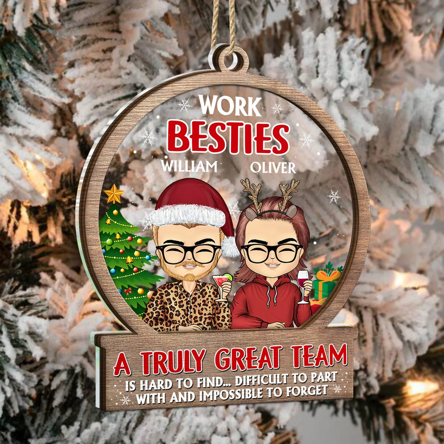 You Are The Reason I Don't Punch People At Work - Christmas Gifts For Colleagues, Coworker, Besties - Personalized 2-Layered Mix Ornament - Image 3