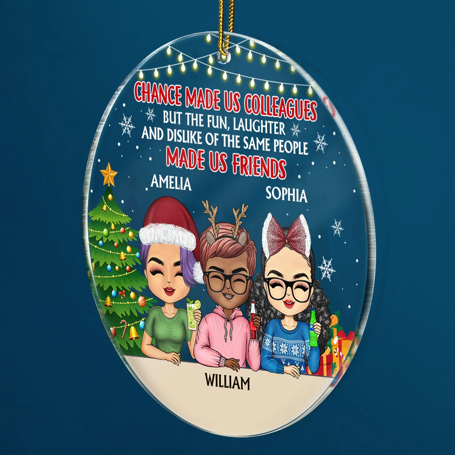 You Are The Reason I Don't Punch People At Work - Christmas Gifts For Colleagues, Coworker, Besties - Personalized Circle Acrylic Ornament - Image 2
