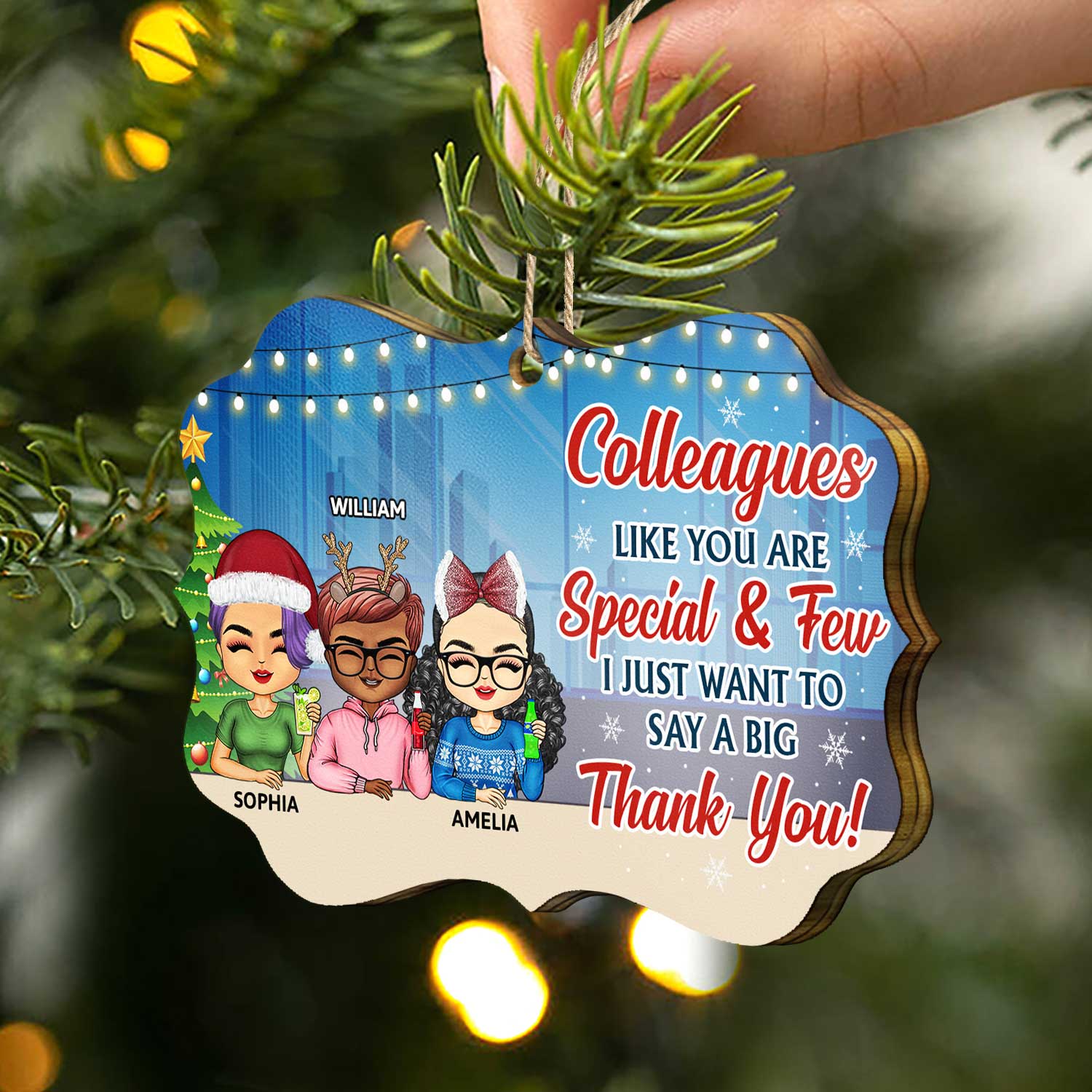 You Are The Reason I Don't Punch People At Work - Christmas Gifts For Colleagues, Coworker, Besties - Personalized Medallion Wooden Ornament - Image 2