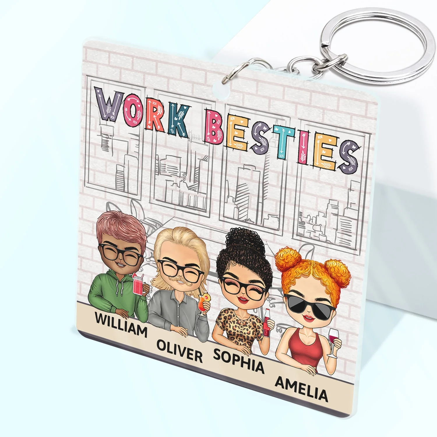 You Are The Reason I Don't Punch People At Work Colorful - Funny, Anniversary, Birthday Gifts For Colleagues, Coworker, Besties - Personalized Custom Acrylic Keychain - Image 2