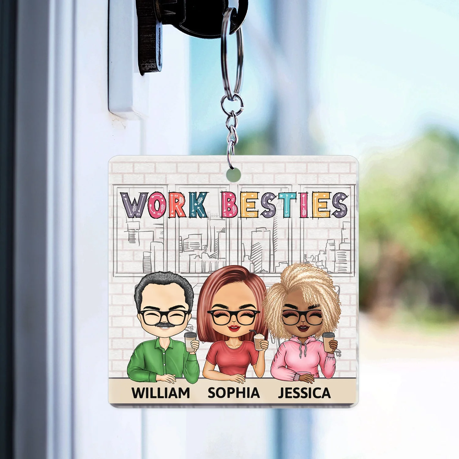 You Are The Reason I Don't Punch People At Work Colorful - Funny, Anniversary, Birthday Gifts For Colleagues, Coworker, Besties - Personalized Custom Acrylic Keychain - Image 3
