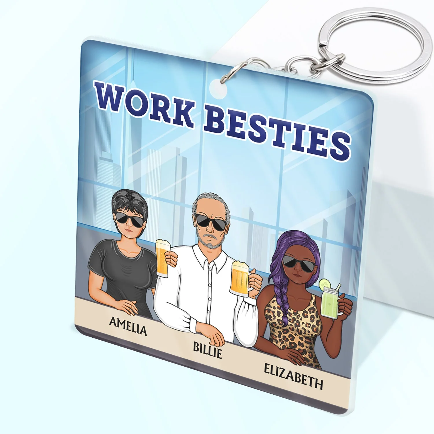 You Are The Reason I Don't Punch People At Work Family - Funny, Anniversary, Birthday Gifts For Colleagues, Coworker, Besties - Personalized Custom Acrylic Keychain - Image 2