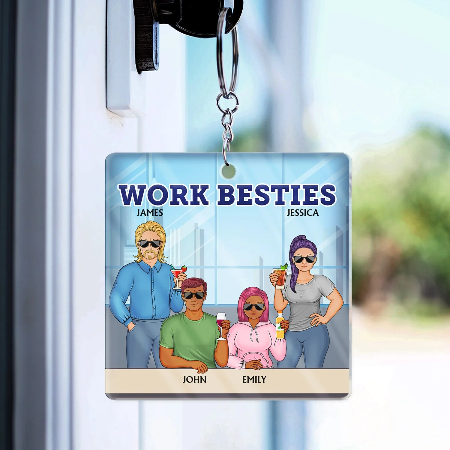 You Are The Reason I Don't Punch People At Work Family - Funny, Anniversary, Birthday Gifts For Colleagues, Coworker, Besties - Personalized Custom Acrylic Keychain - Image 3