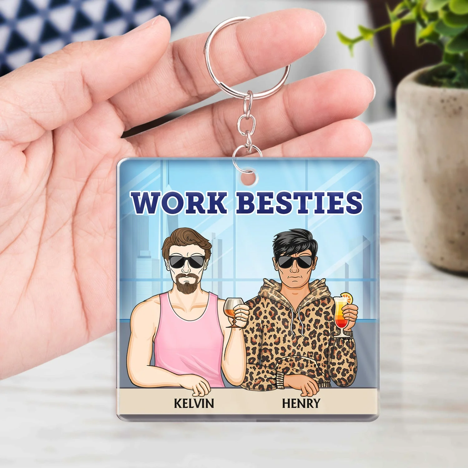 You Are The Reason I Don't Punch People At Work Family - Funny, Anniversary, Birthday Gifts For Colleagues, Coworker, Besties - Personalized Custom Acrylic Keychain - Image 4