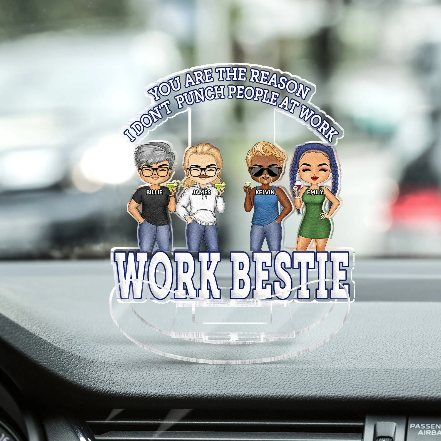 You Are The Reason I Don't Punch People At Work - Funny, Anniversary, Birthday Gifts For Colleagues, Coworker, Besties - Personalized Acrylic Shaking Stand - Image 4