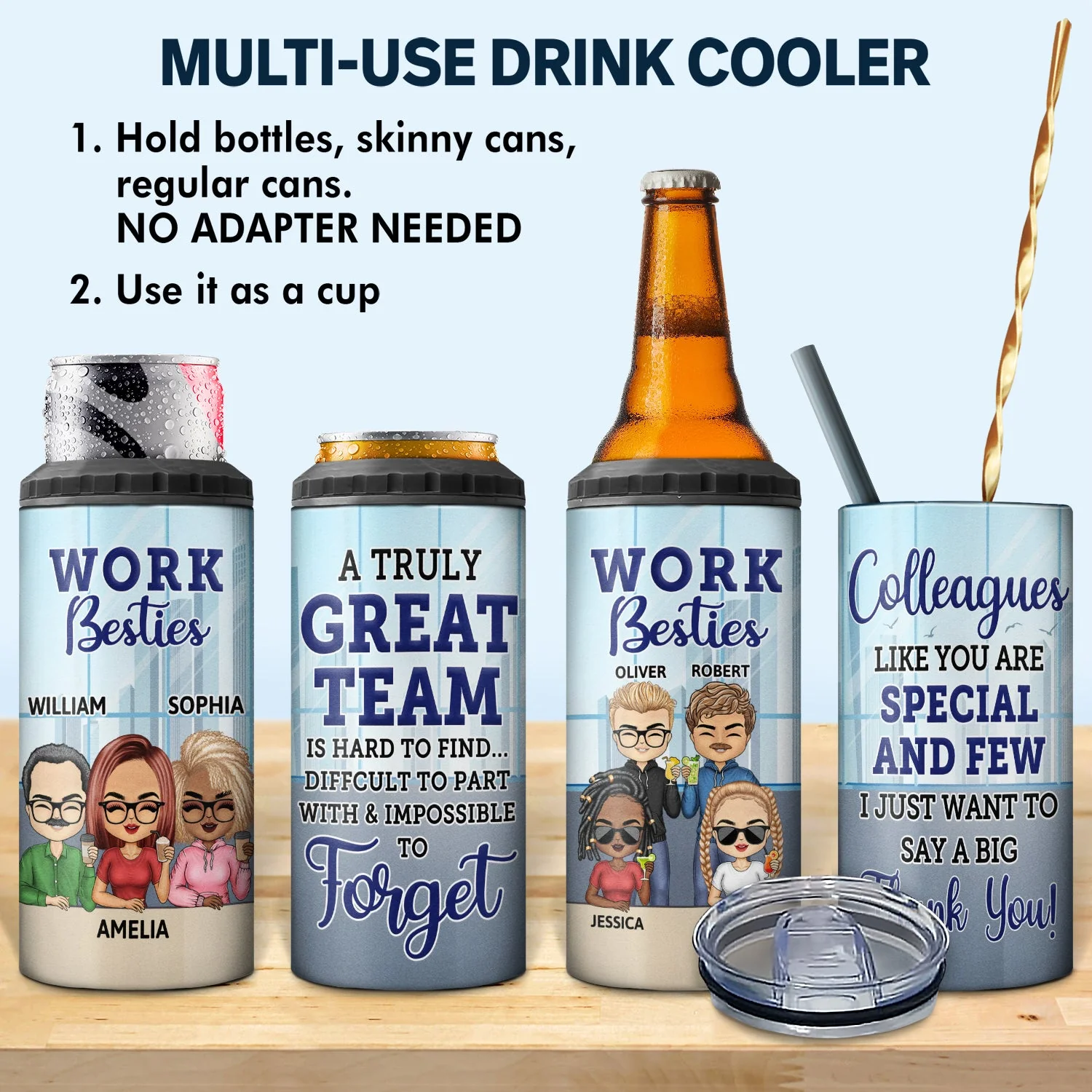 You Are The Reason I Don't Punch People At Work - Funny, Anniversary, Birthday Gifts For Colleagues, Coworker, Besties - Personalized Custom 4 In 1 Can Cooler Tumbler - Image 2