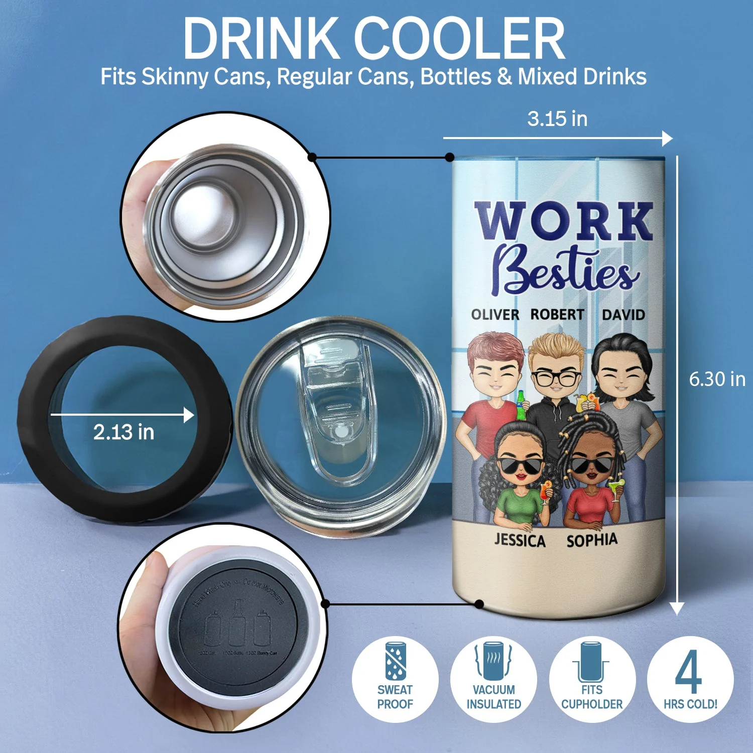 You Are The Reason I Don't Punch People At Work - Funny, Anniversary, Birthday Gifts For Colleagues, Coworker, Besties - Personalized Custom 4 In 1 Can Cooler Tumbler - Image 4