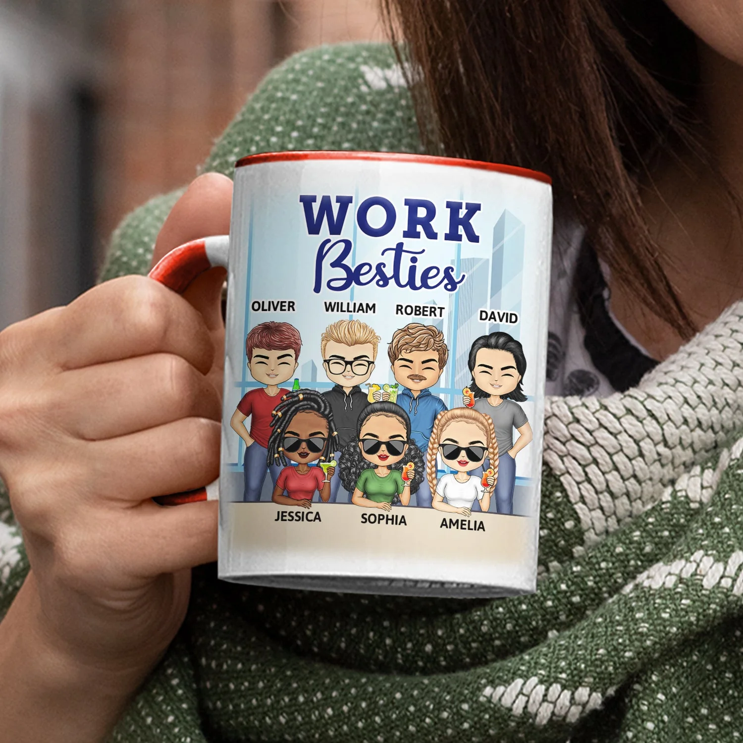 You Are The Reason I Don't Punch People At Work - Funny, Anniversary, Birthday Gifts For Colleagues, Coworker, Besties - Personalized Custom Accent Mug - Image 3