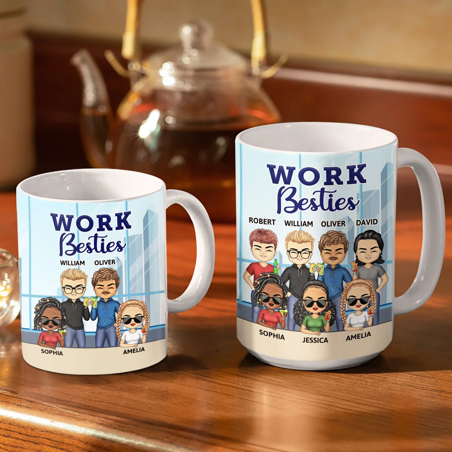 You Are The Reason I Don't Punch People At Work - Funny, Anniversary, Birthday Gifts For Colleagues, Coworker, Besties - Personalized Custom White Edge-to-Edge Mug - Image 3