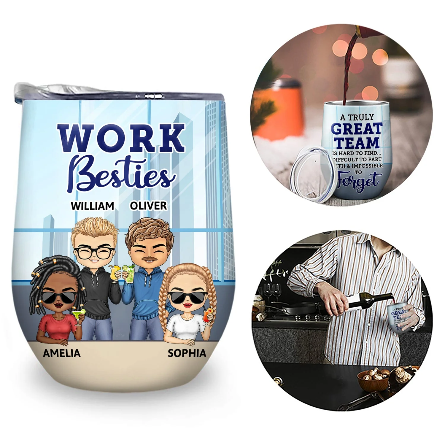 You Are The Reason I Don't Punch People At Work - Funny, Anniversary, Birthday Gifts For Colleagues, Coworker, Besties - Personalized Custom Wine Tumbler - Image 2