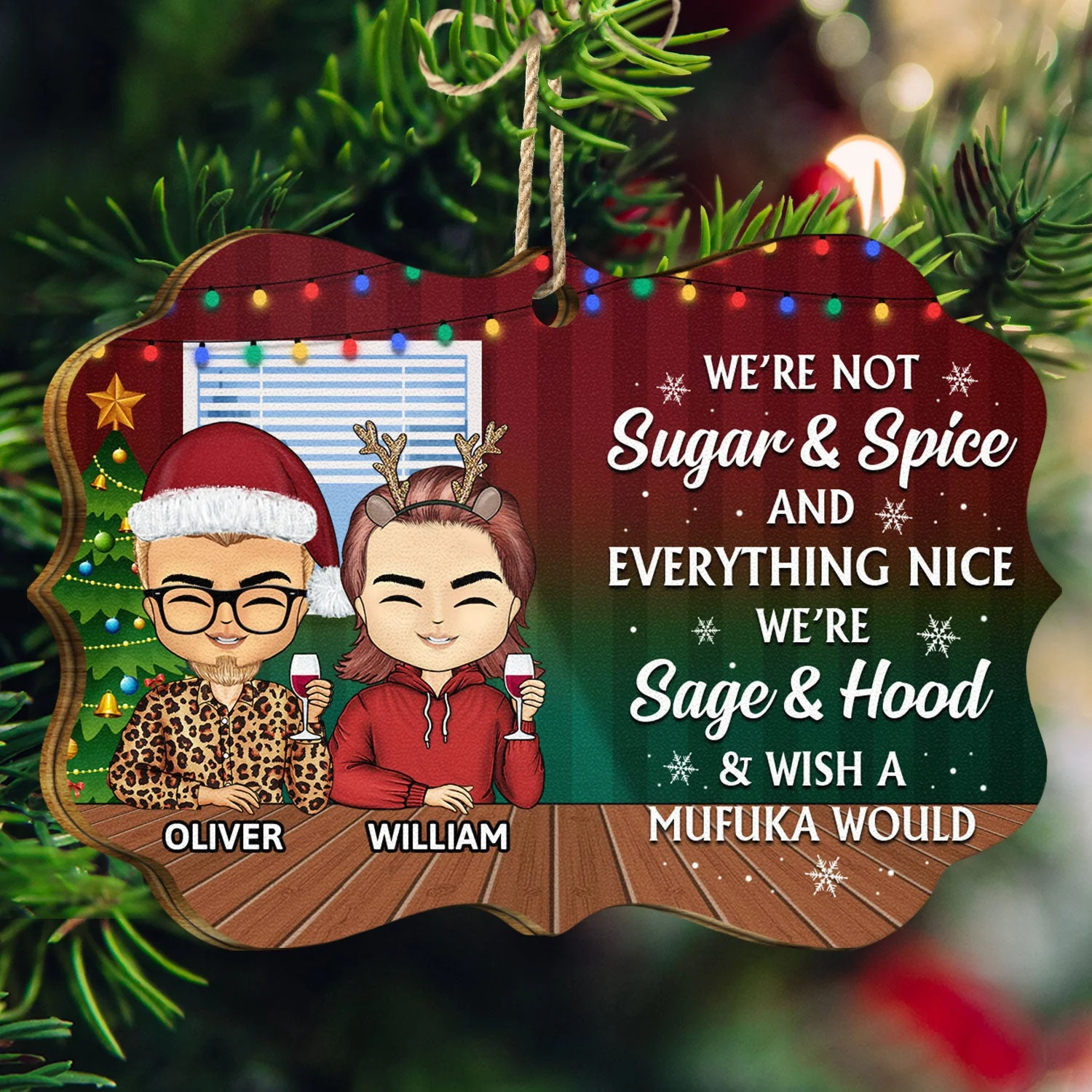 You Are The Reason I Don't Punch People At Work Green - Christmas Gifts For Colleagues, Coworker, Besties - Personalized Medallion Wooden Ornament - Image 3