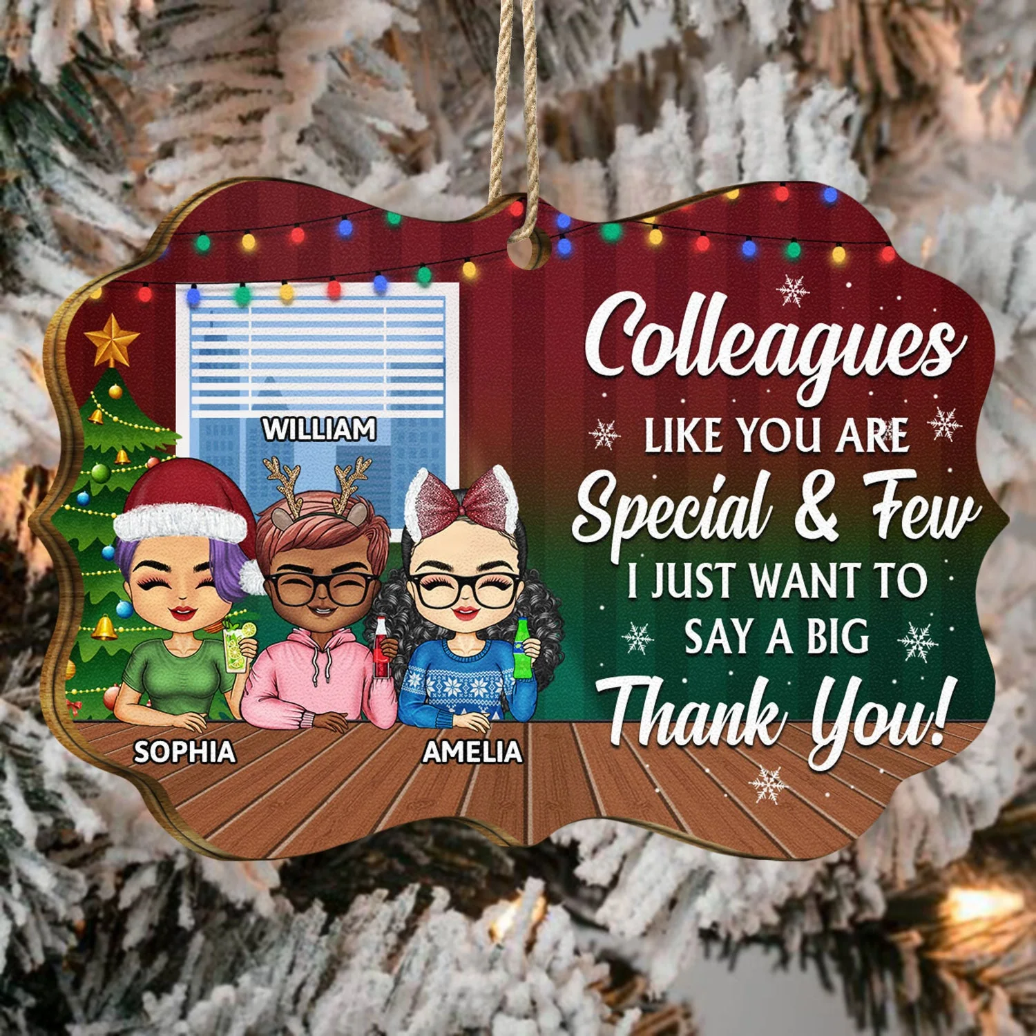 You Are The Reason I Don't Punch People At Work Green - Christmas Gifts For Colleagues, Coworker, Besties - Personalized Medallion Wooden Ornament - Image 4