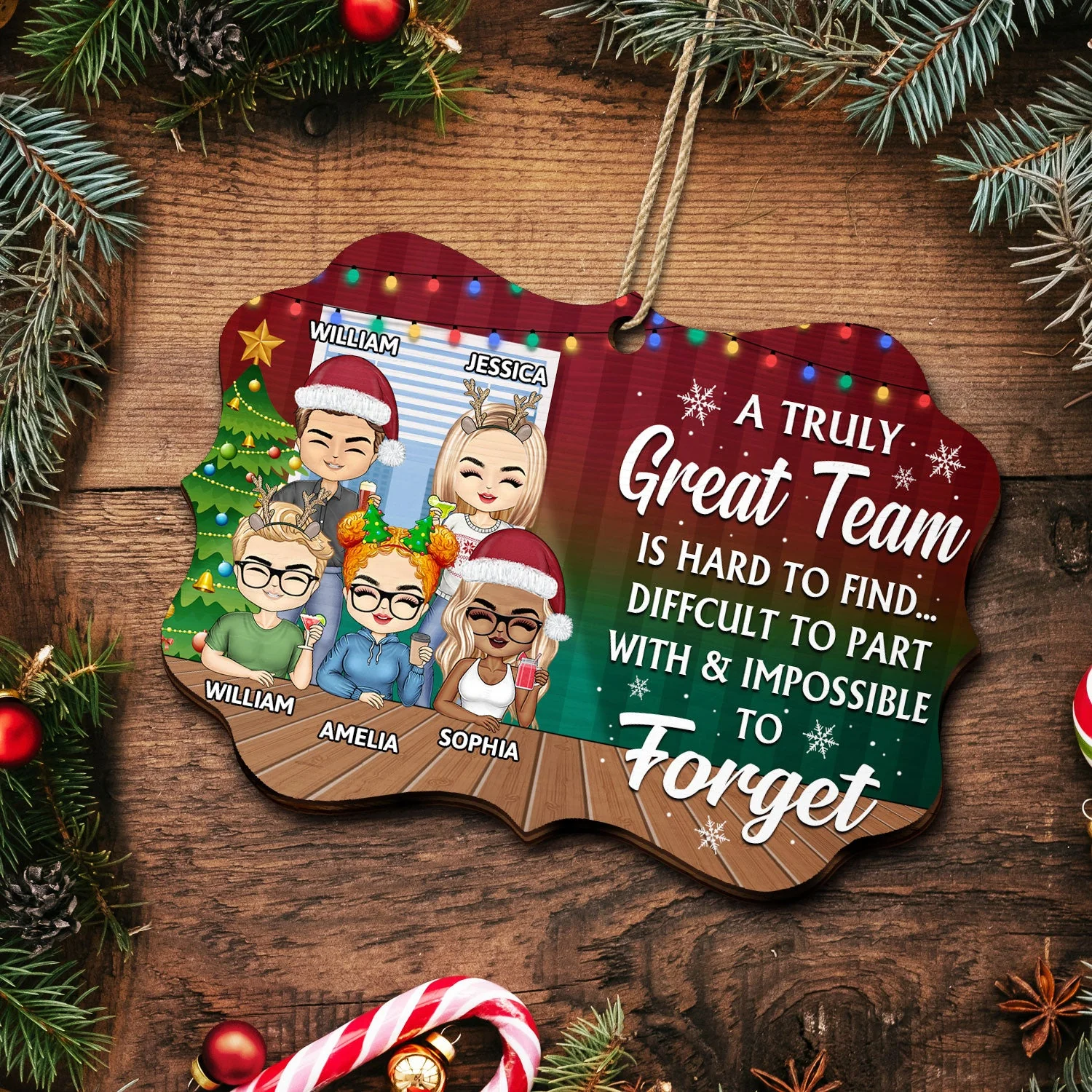 You Are The Reason I Don't Punch People At Work Green - Christmas Gifts For Colleagues, Coworker, Besties - Personalized Medallion Wooden Ornament - Image 5
