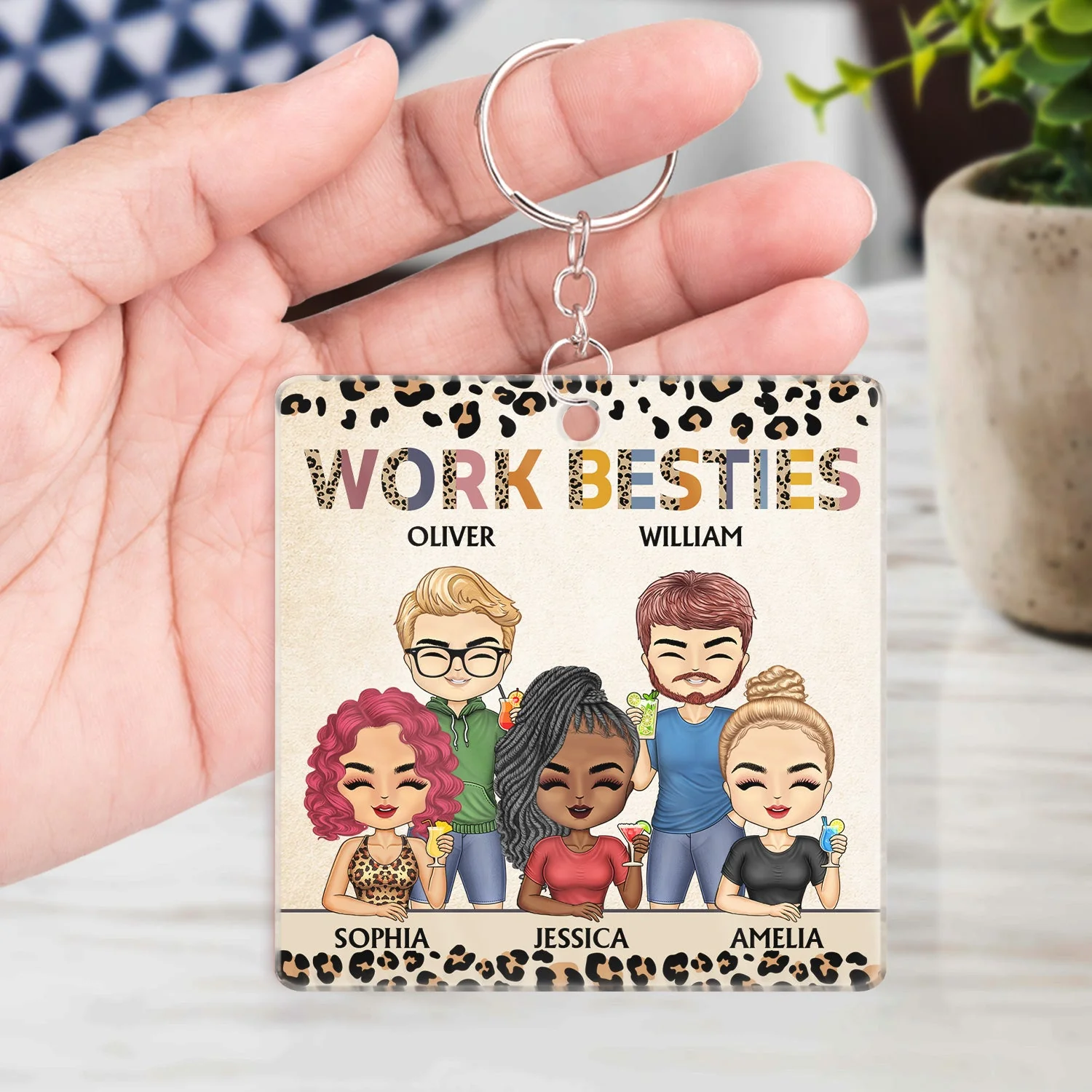 You Are The Reason I Don't Punch People At Work Leopard - Funny, Anniversary, Birthday Gifts For Colleagues, Coworker, Besties - Personalized Custom Acrylic Keychain - Image 4