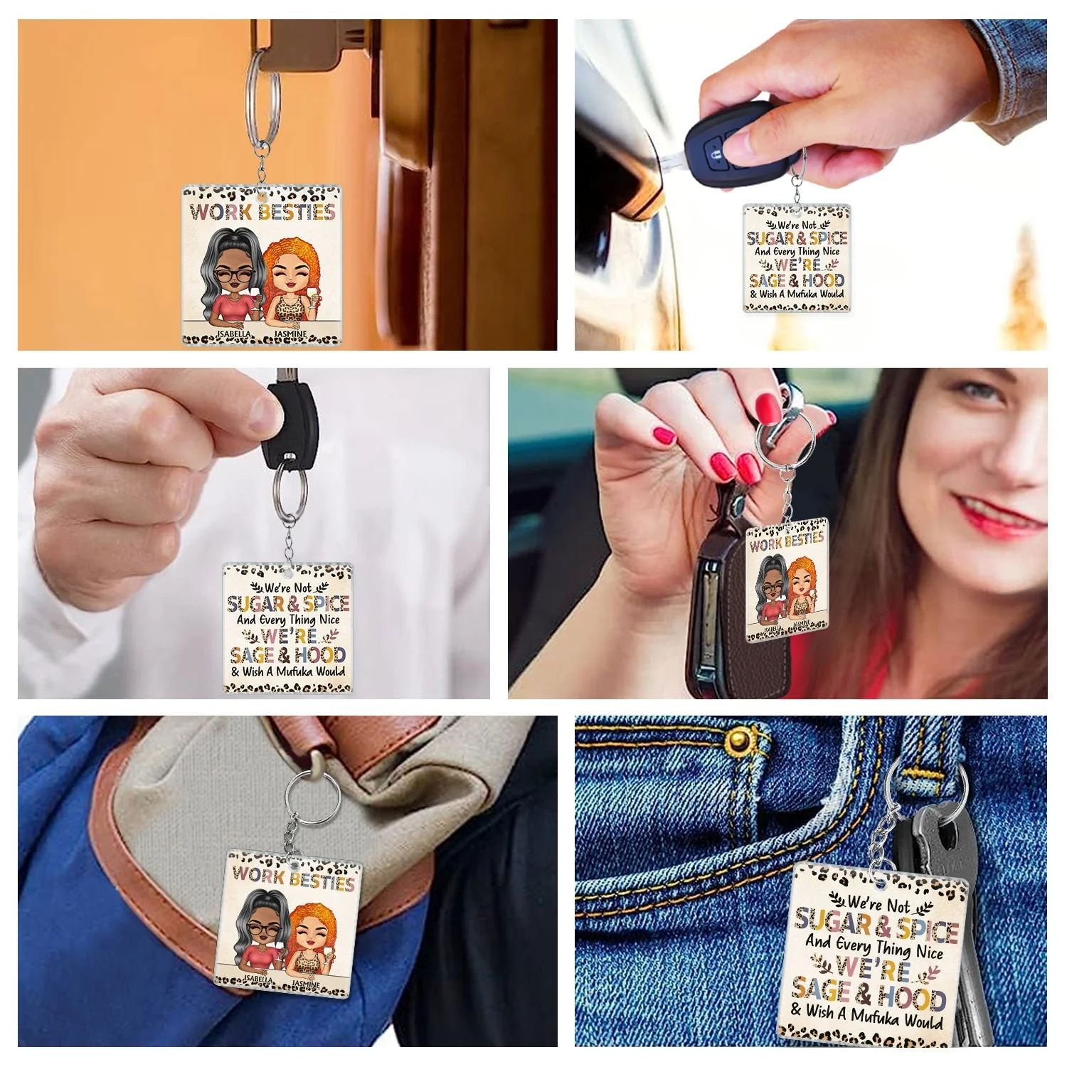 You Are The Reason I Don't Punch People At Work Leopard - Funny, Anniversary, Birthday Gifts For Colleagues, Coworker, Besties - Personalized Custom Acrylic Keychain - Image 6