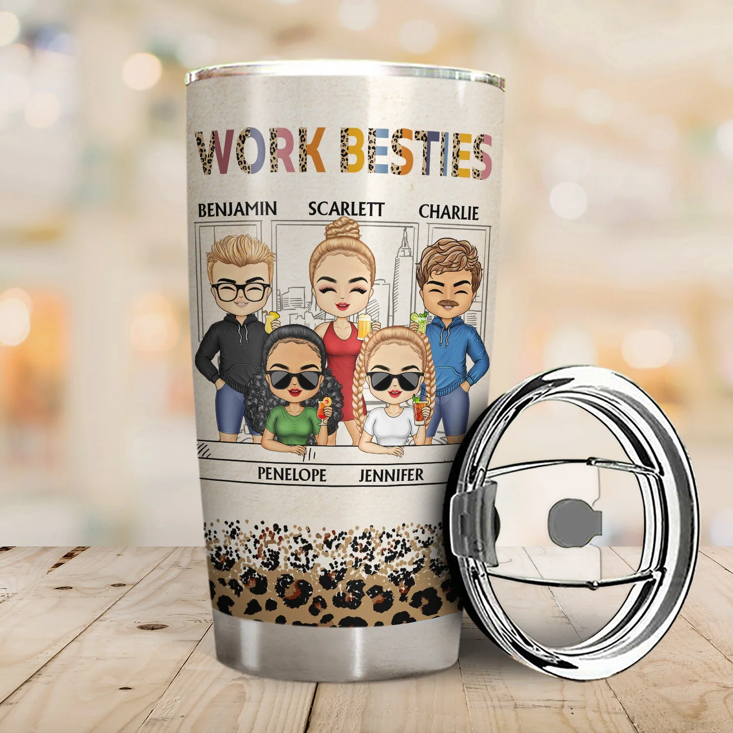 You Are The Reason I Don't Punch People At Work Leopard - Funny, Anniversary, Birthday Gifts For Colleagues, Coworker, Besties - Personalized Tumbler - Image 2