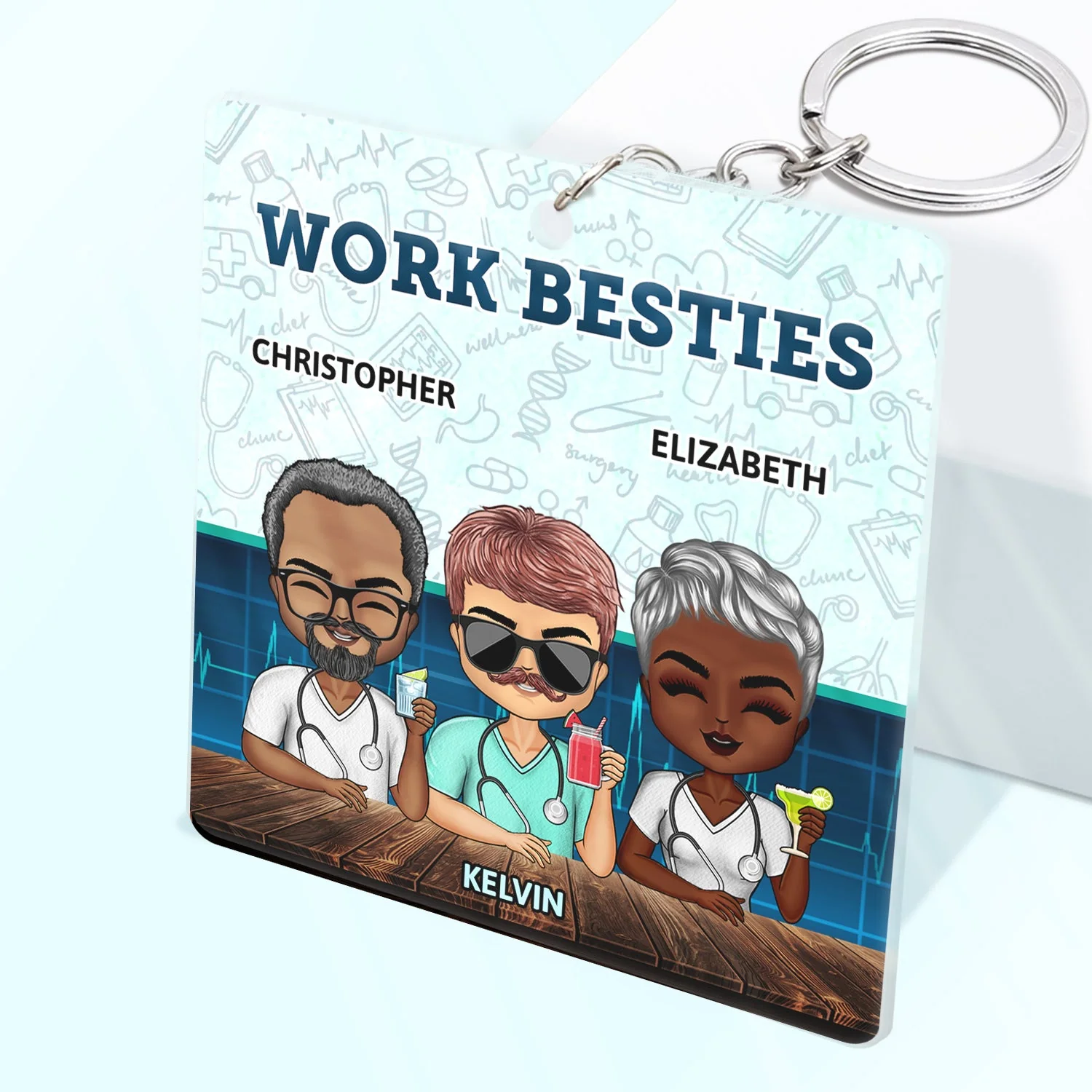 You Are The Reason I Don't Punch People At Work Nursing - Funny, Anniversary, Birthday Gifts For Colleagues, Coworker, Besties, Nurses - Personalized Custom Acrylic Keychain - Image 2