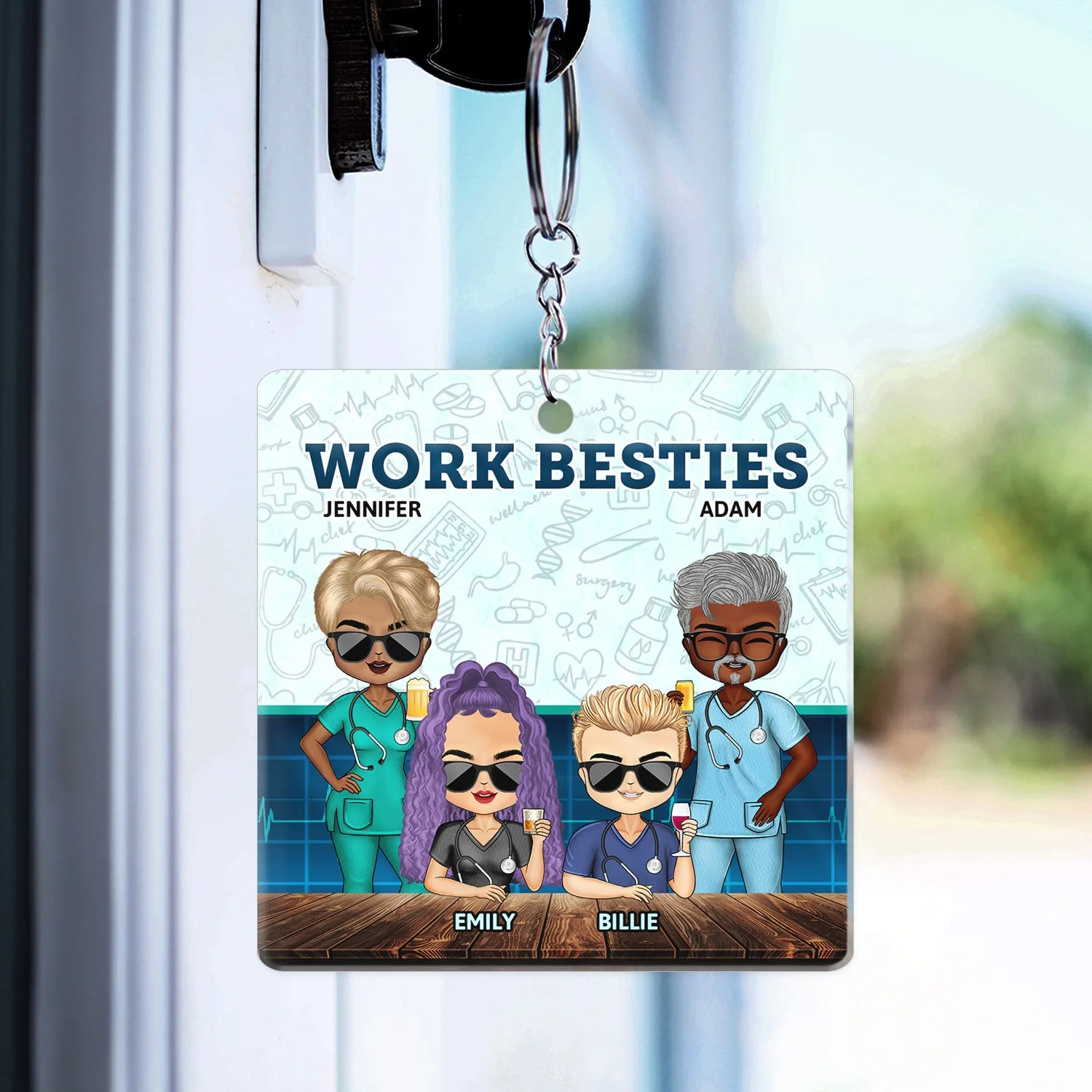 You Are The Reason I Don't Punch People At Work Nursing - Funny, Anniversary, Birthday Gifts For Colleagues, Coworker, Besties, Nurses - Personalized Custom Acrylic Keychain - Image 3