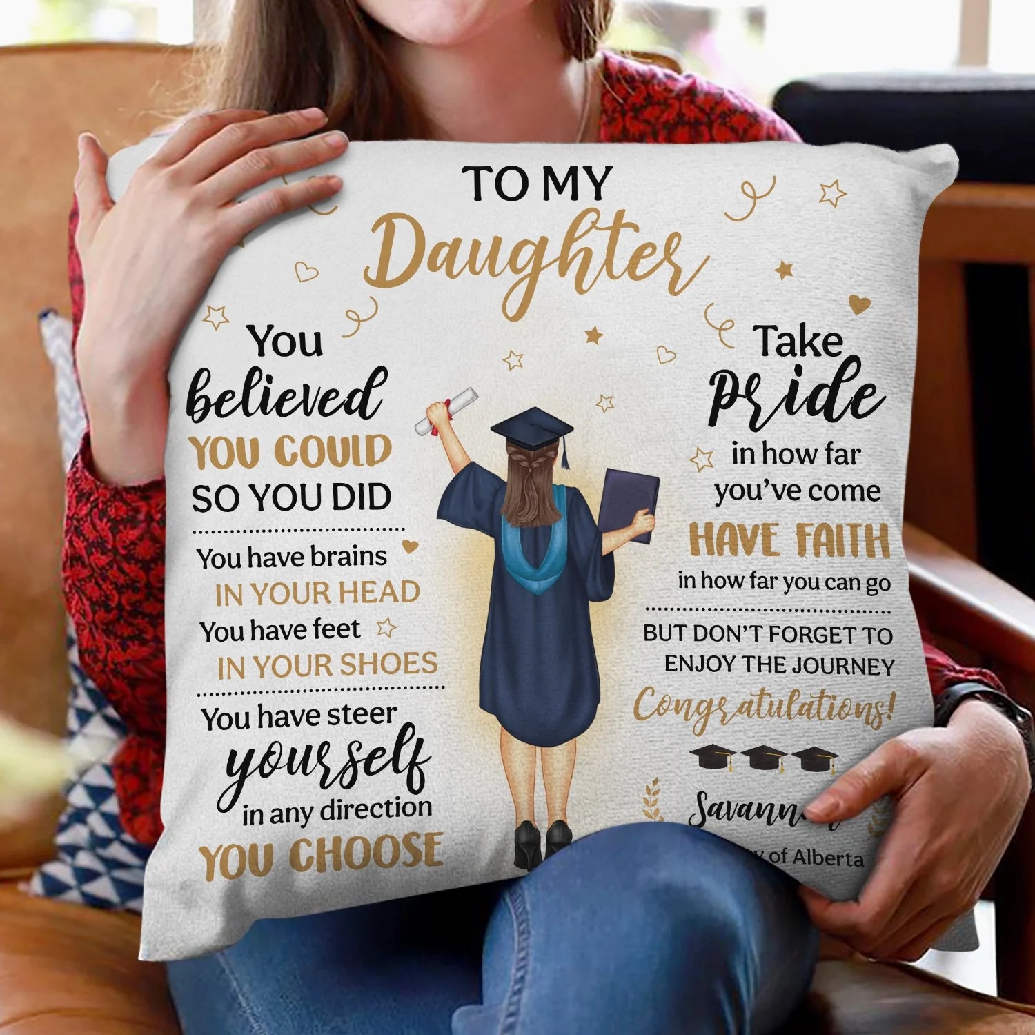 You Belived You Could So You Did - Graduation Gift For Daughter, Son - Personalized Pillow - Image 3