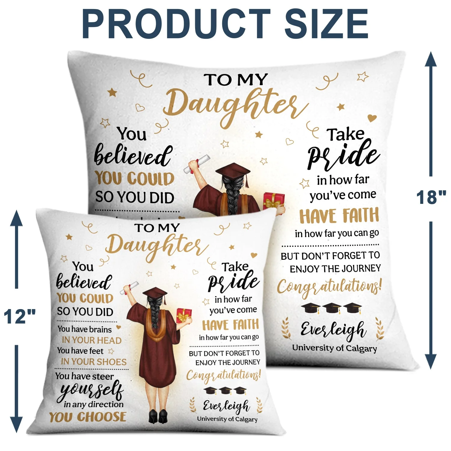 You Belived You Could So You Did - Graduation Gift For Daughter, Son - Personalized Pillow - Image 4