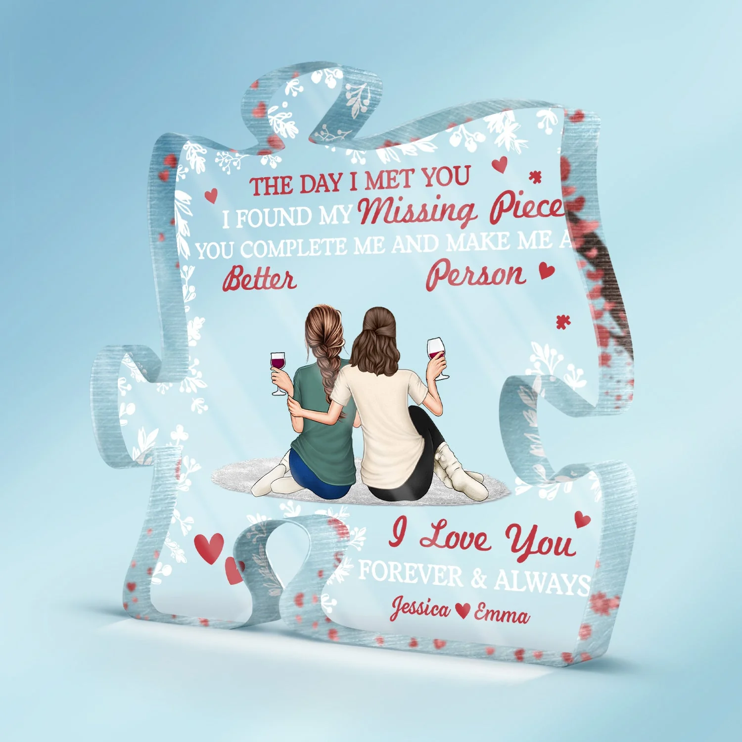 You Complete Me And Make Me A Better Person - Gift For Couple, Spouse, Husband, Wife - Personalized Puzzle Shaped Acrylic Plaque - Image 2