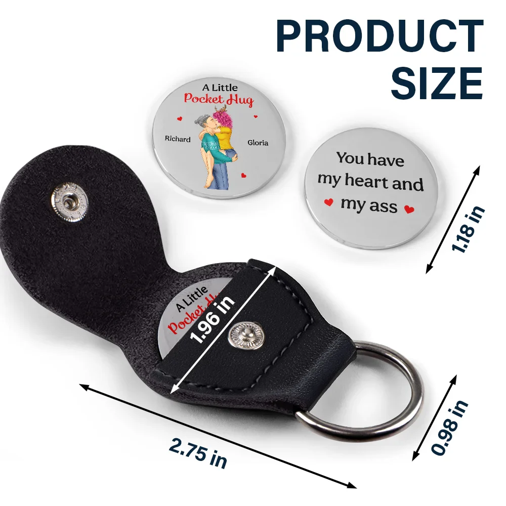 You Have My Heart Couple - Personalized Leather Pocket Hug - Image 5