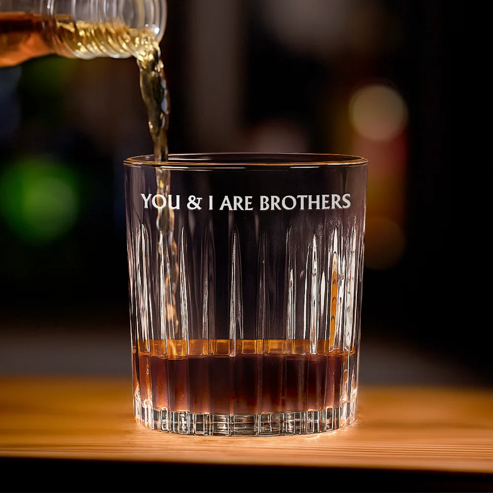 You & I Are Brothers - Personalized Rocks Whiskey Glass - Image 3