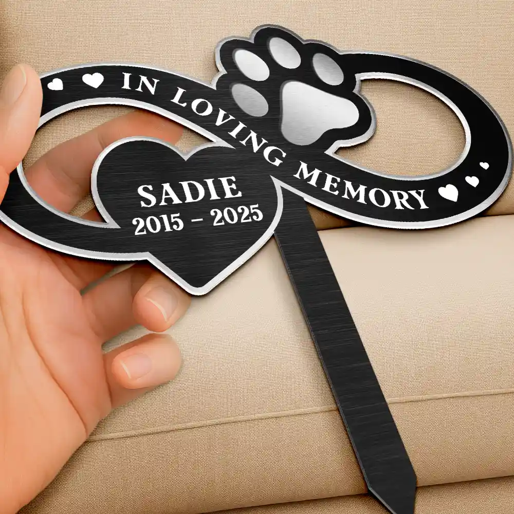 You Left A Paw Print On Our Hearts Forever - Personalized Metal Garden Stake - Image 3