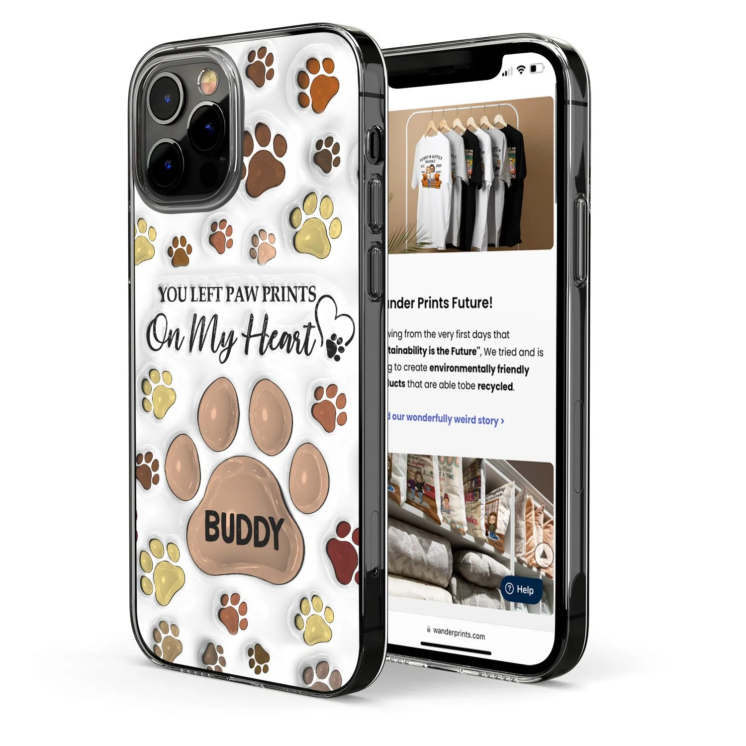 You Left Paw Prints - Memorial Gift For Dog Lovers, Cat Lovers - 3D Inflated Effect Printed, Personalized Clear Phone Case - Image 2