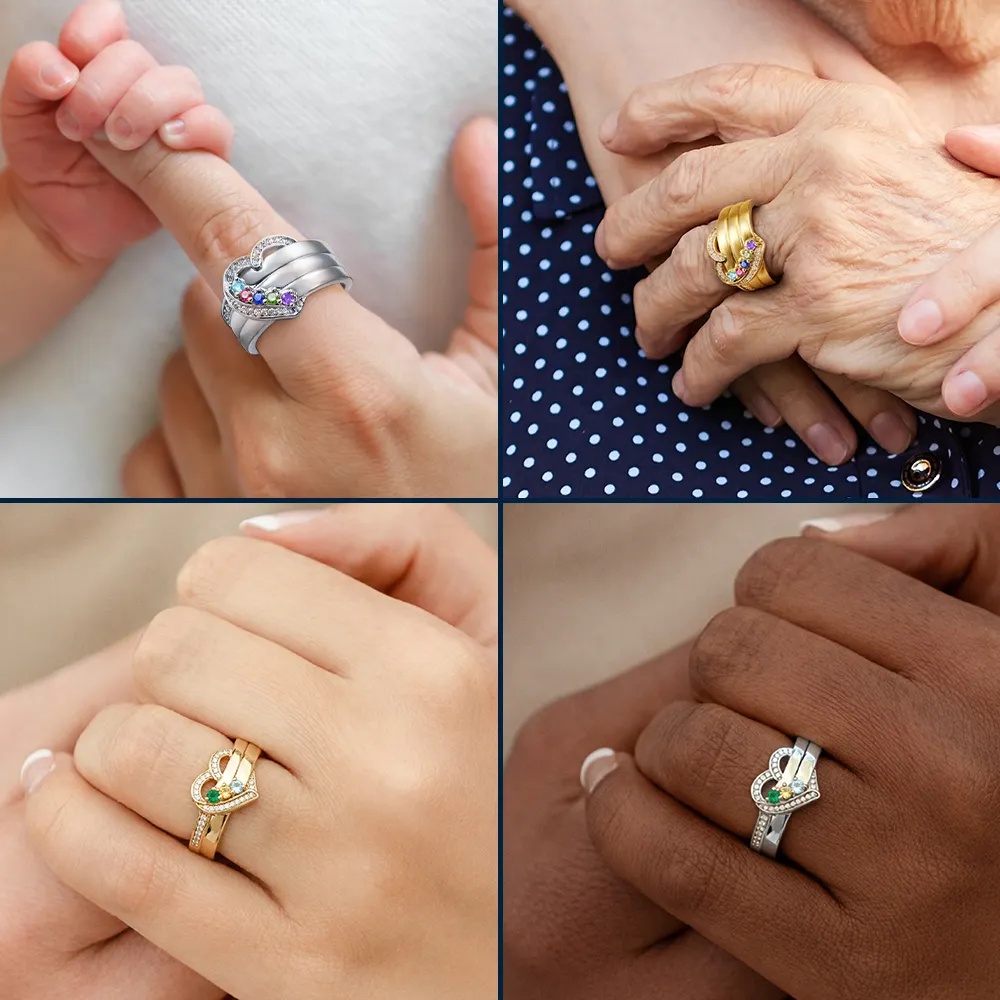 You Left Paw Prints On My Heart - Personalized Birthstone Heart Ring - Image 6