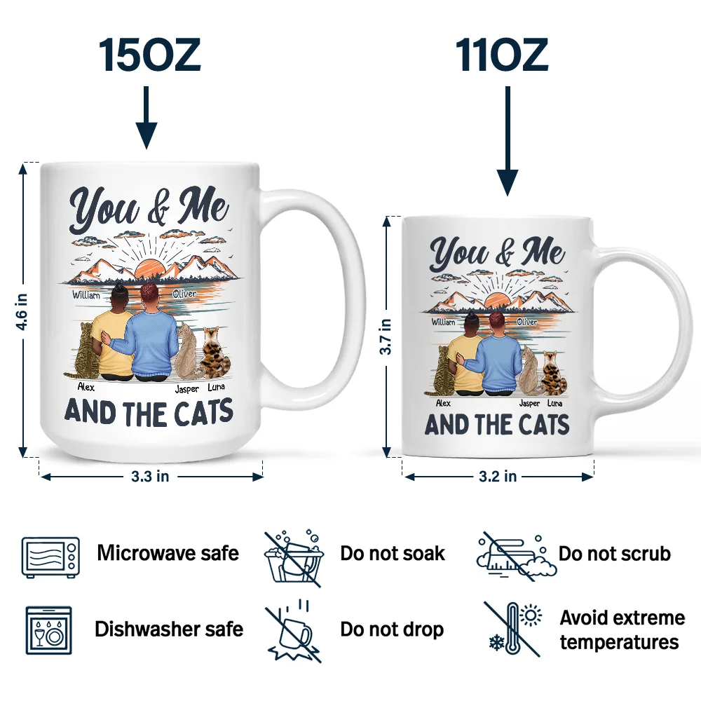 You & Me And The Cat - Personalized Mug - Image 5