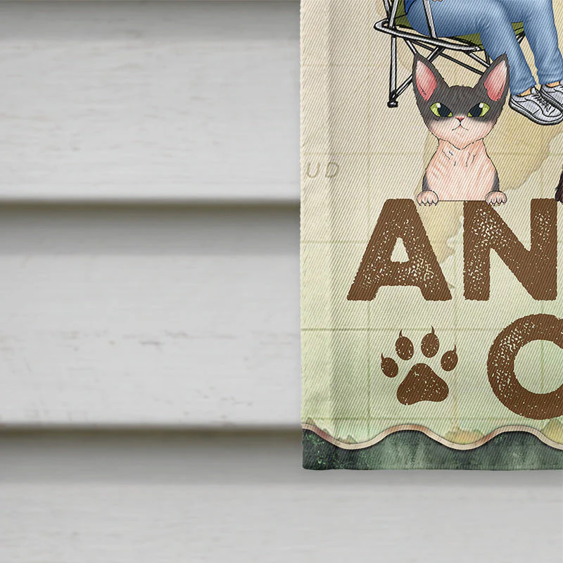 You & Me And The Cats Camping Husband Wife - Couple Gift - Personalized Custom Flag - Image 4