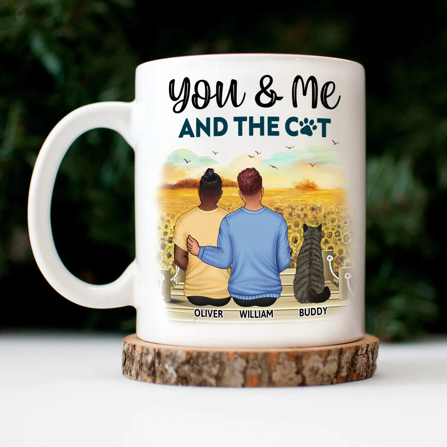 You & Me And The Cats - Gift For Couples, Cat Lovers, Cat Mom, Cat Dad - Personalized Mug - Image 3