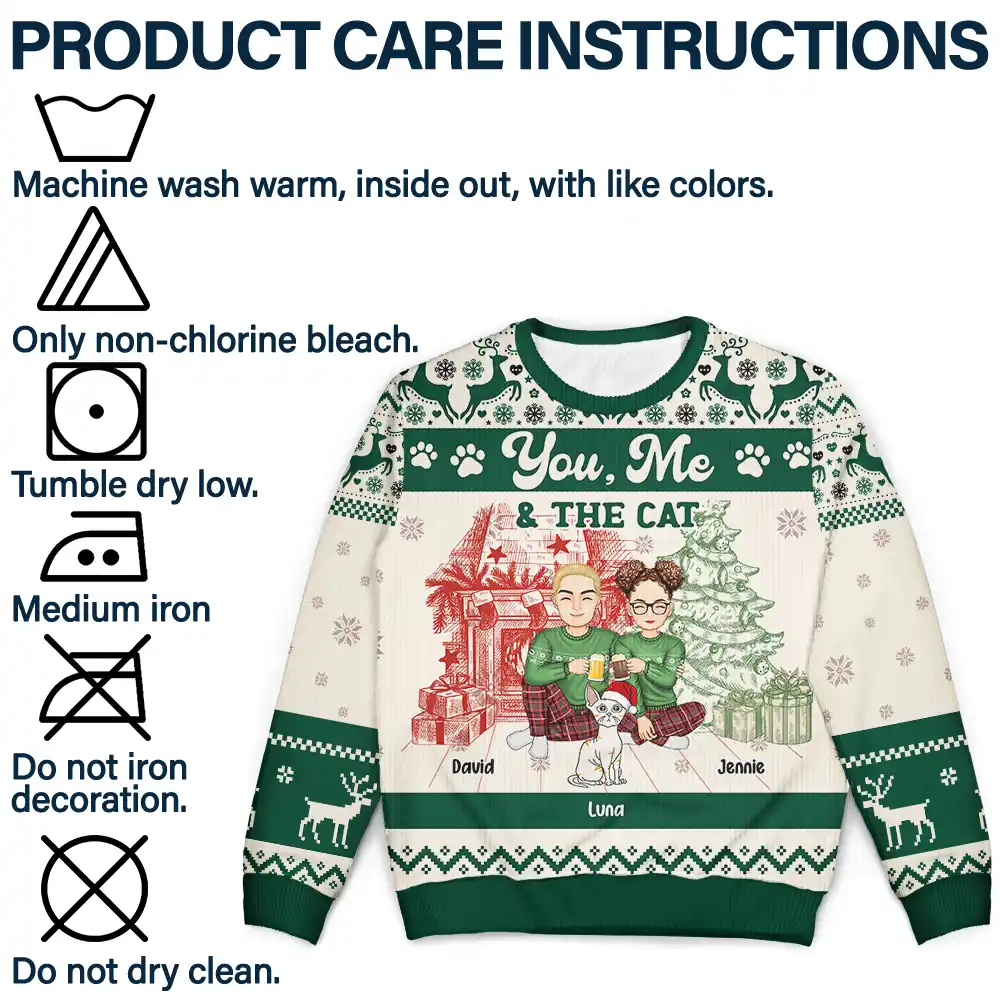 You, Me And The Cats - Personalized Unisex Ugly Sweater - Image 7